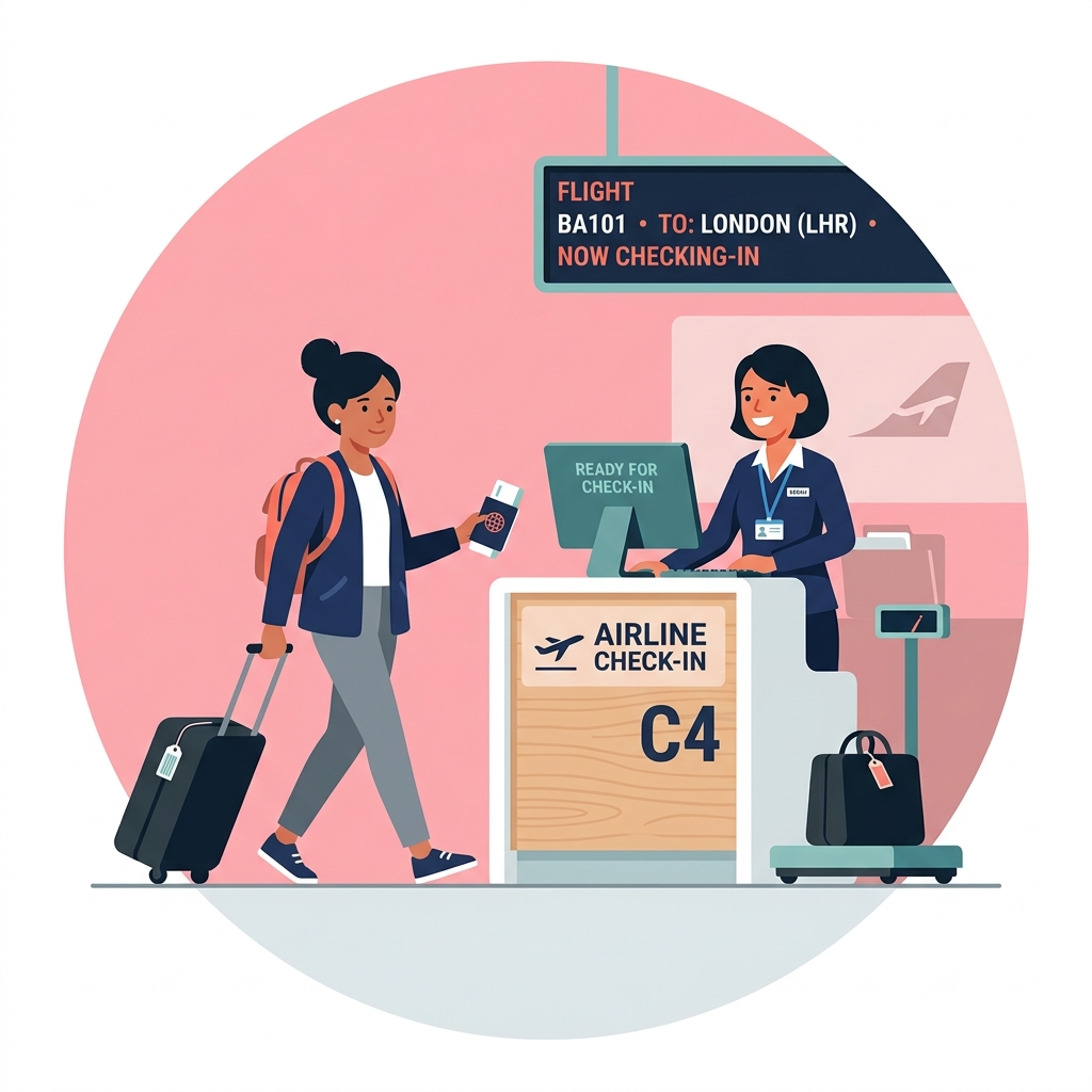Approach to check-in counter